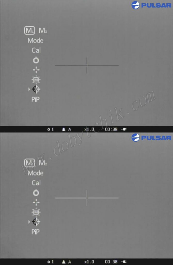 Возможность изменения цвета прицельной марки тепловизионного прицела Pulsar Apex LRF XD75 с дальномером